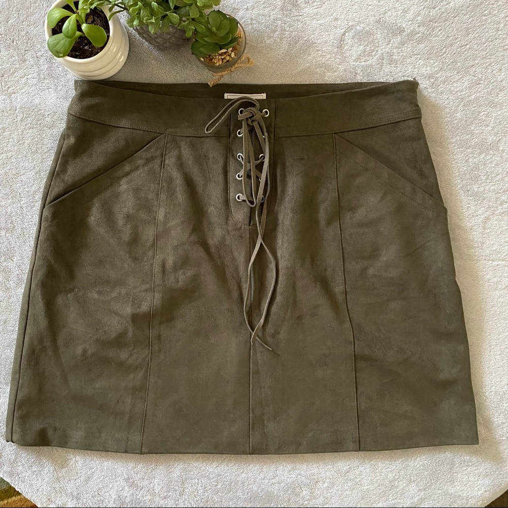 SΛGE The Label Khaki Green Mini Skirt